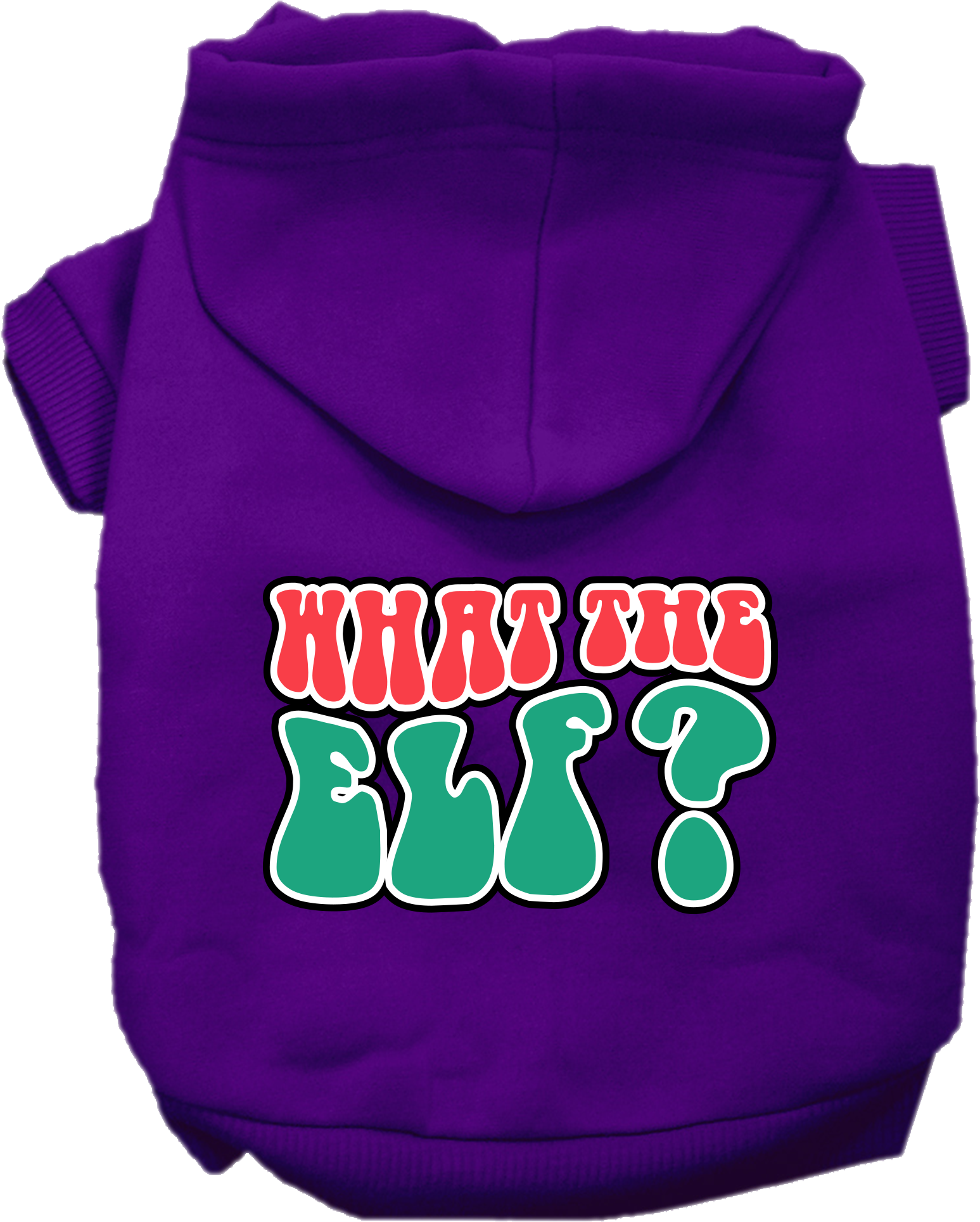 What the Elf Screen Print Dog Hoodie Purple Size LG